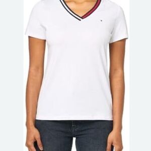 White V-Neck Women's Top